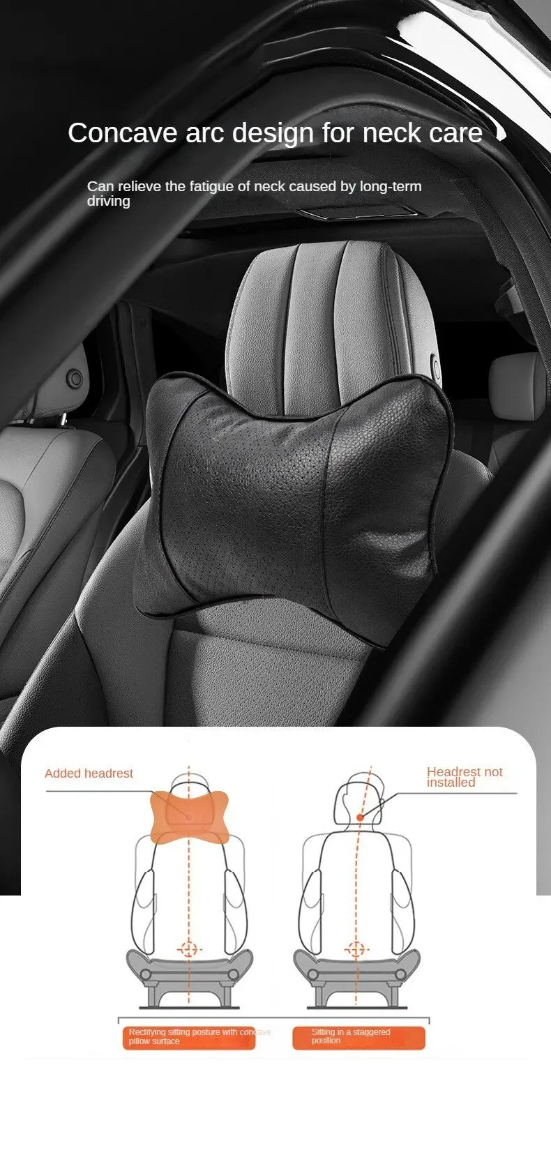 Breathable Mesh Car Headrest Pillow Universal Side Support Neck Cushion with PU Leather Cover for Head Pain Relief Drive Comfort - VibraStore