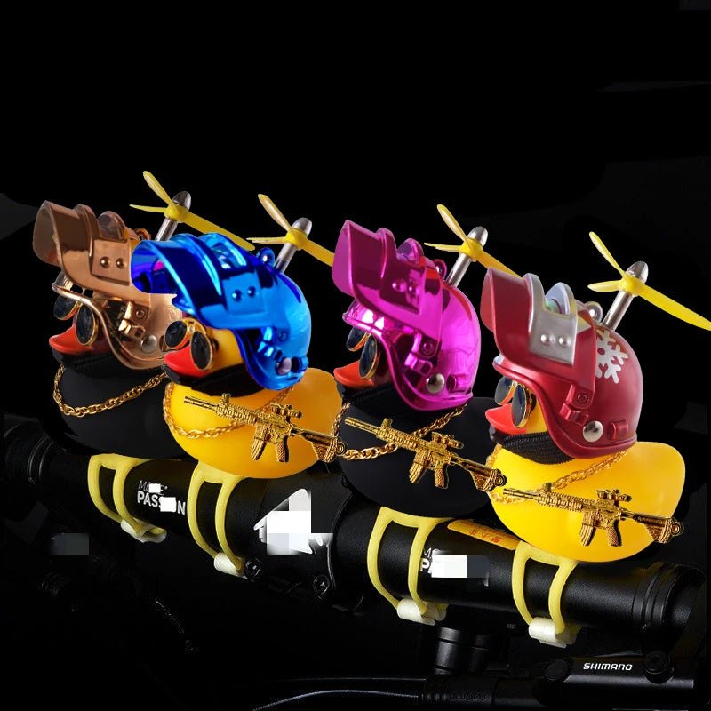 Broken Wind Rubber Duck Motor Accessories Yellow Duck with Helmet Auto Car Accessories Duck In The Car Car Interior Decoration - VibraStore