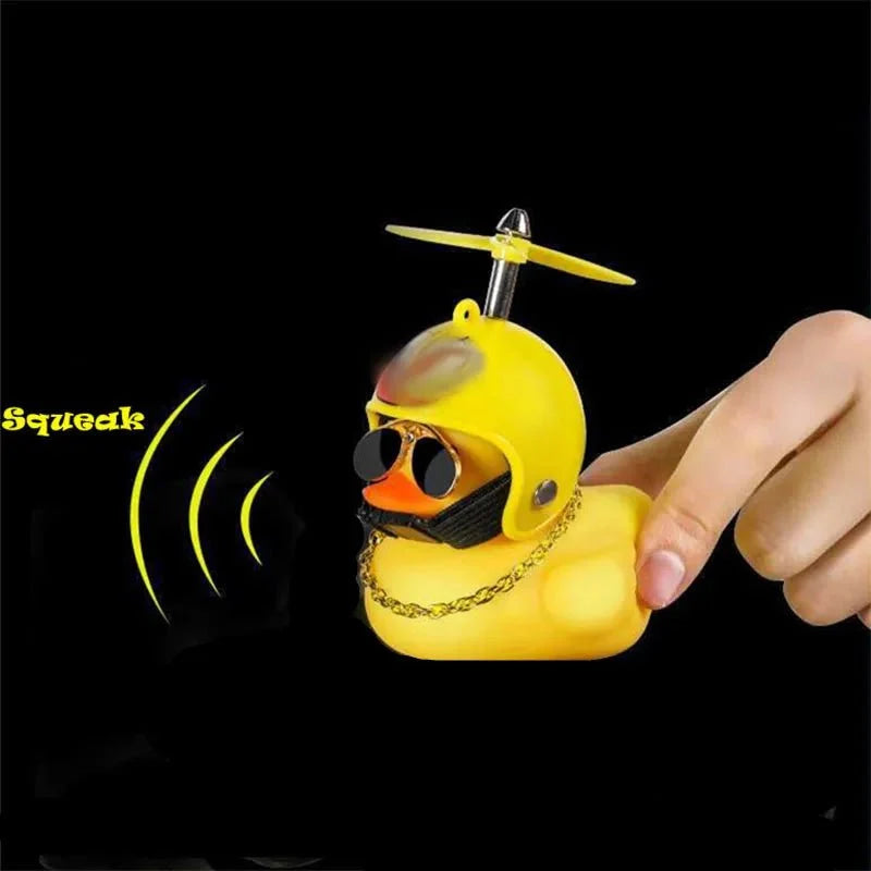 Broken Wind Rubber Duck Motor Accessories Yellow Duck with Helmet Auto Car Accessories Duck In The Car Car Interior Decoration - VibraStore