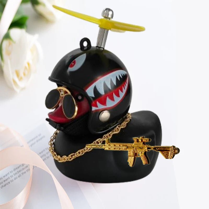 Broken Wind Rubber Duck Motor Accessories Yellow Duck with Helmet Auto Car Accessories Duck In The Car Car Interior Decoration - VibraStore