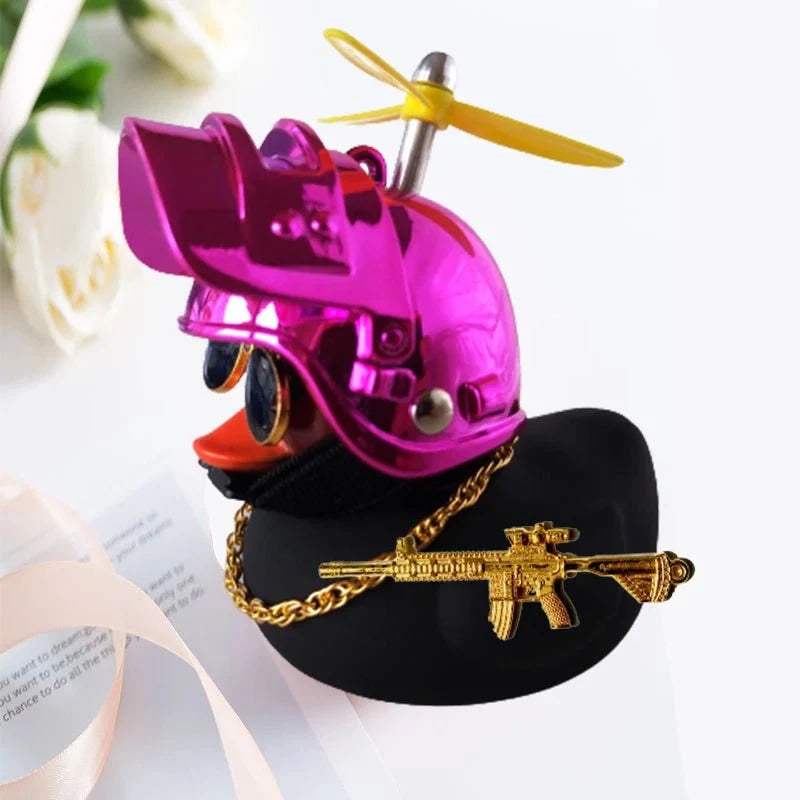 Broken Wind Rubber Duck Motor Accessories Yellow Duck with Helmet Auto Car Accessories Duck In The Car Car Interior Decoration - VibraStore