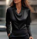 Collared Long-Sleeve Shirts Fashion Commuter Solid Color Blouse Casual Business Tops Women's Clothing