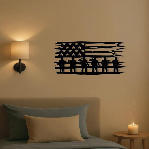 Vintage American Flag Wall Art Metal Stars Stripes Indoor Outdoor Patriotic Wall Hanging