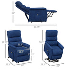 Power Lift Chair For Seniors, Electric Lift Recliner Chair With Remote Control, Side Pockets For Living Room, Dark Blue