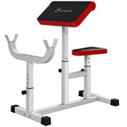 Soozier 265 LBS Preacher Curl Bench For Strength Training, Adjustable Seated Arm Isolated Barbell Dumbbell Bicep Station, White