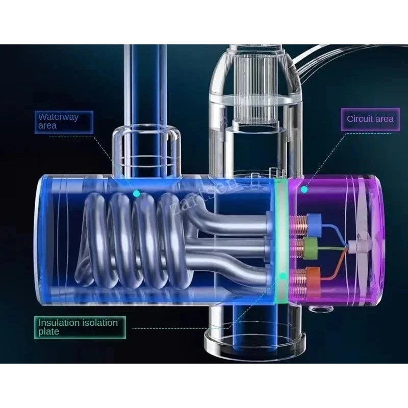 Calentador de agua eléctrico de cocina de 3000W, grifo de agua caliente instantáneo, grifo de calefacción en frío, calentador de agua instantáneo sin tanque - VibraStore