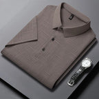 Camisa POLO de manga corta informal de negocios con nuevo estampado para hombre, Top cómodo y transpirable de manga corta a la moda - VibraStore