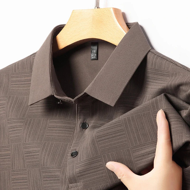 Camisa POLO de manga corta informal de negocios con nuevo estampado para hombre, Top cómodo y transpirable de manga corta a la moda - VibraStore