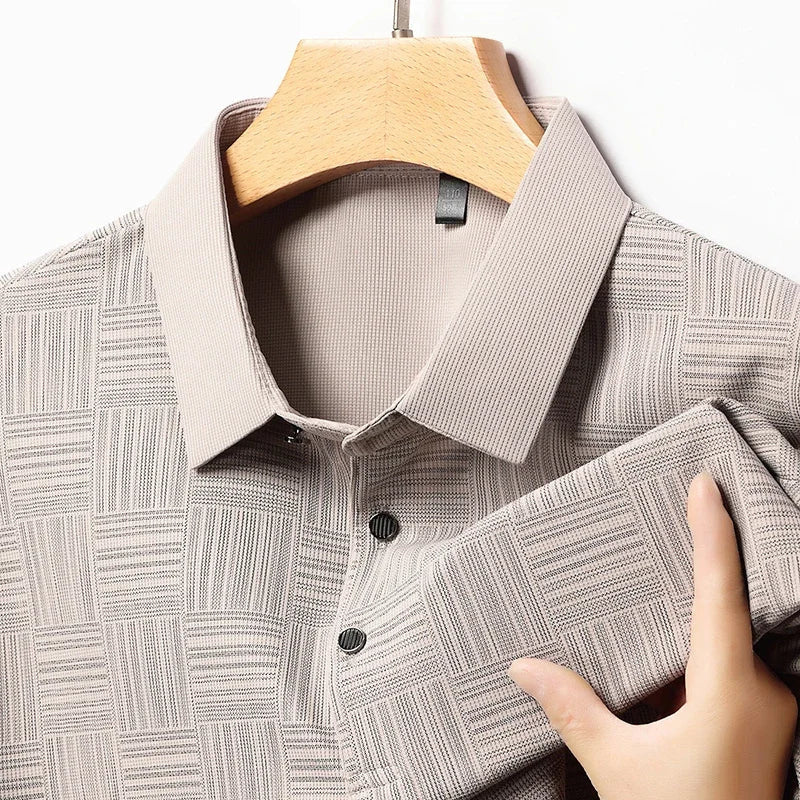 Camisa POLO de manga corta informal de negocios con nuevo estampado para hombre, Top cómodo y transpirable de manga corta a la moda - VibraStore