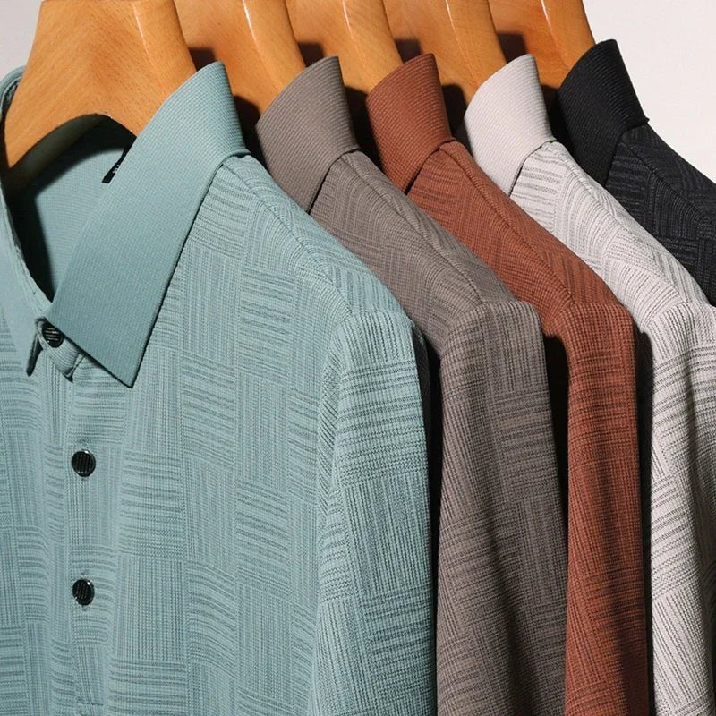 Camisa POLO de manga corta informal de negocios con nuevo estampado para hombre, Top cómodo y transpirable de manga corta a la moda - VibraStore