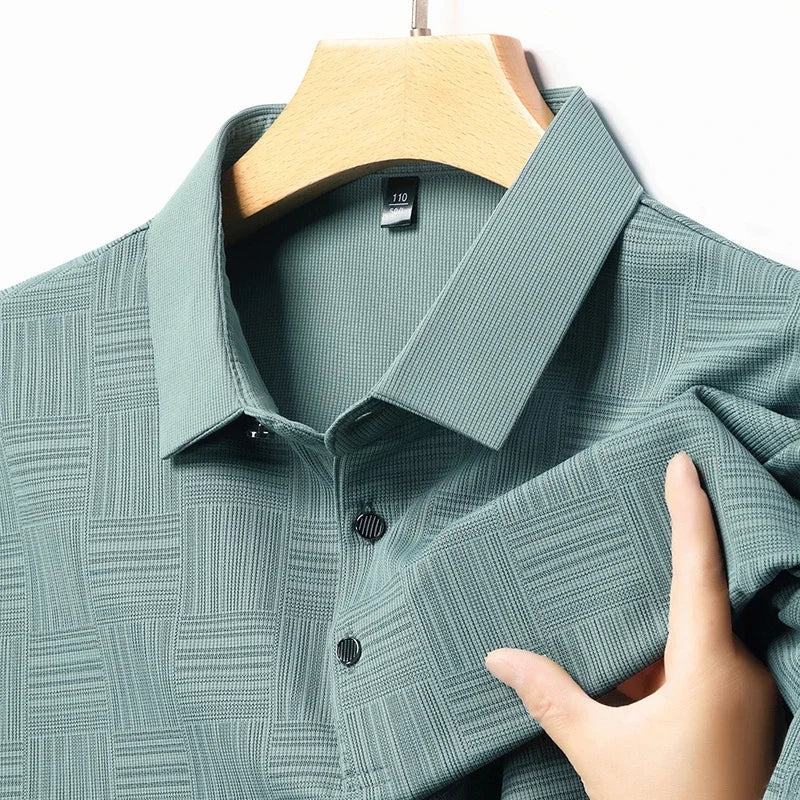 Camisa POLO de manga corta informal de negocios con nuevo estampado para hombre, Top cómodo y transpirable de manga corta a la moda - VibraStore