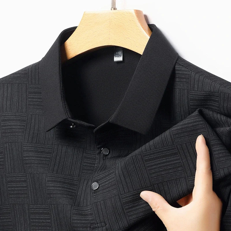 Camisa POLO de manga corta informal de negocios con nuevo estampado para hombre, Top cómodo y transpirable de manga corta a la moda - VibraStore