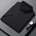 Camisa POLO de manga corta informal de negocios con nuevo estampado para hombre, Top cómodo y transpirable de manga corta a la moda - VibraStore