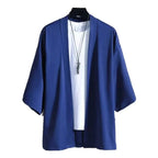 Camisa tipo kimono ligera para hombre, cárdigan con frente abierto de siete mangas, albornoz Yukata de estilo japonés, ropa samurái - VibraStore
