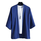 Camisa tipo kimono ligera para hombre, cárdigan con frente abierto de siete mangas, albornoz Yukata de estilo japonés, ropa samurái - VibraStore