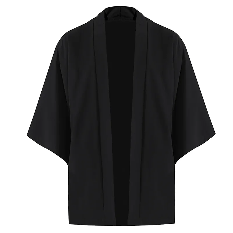 Camisa tipo kimono ligera para hombre, cárdigan con frente abierto de siete mangas, albornoz Yukata de estilo japonés, ropa samurái - VibraStore
