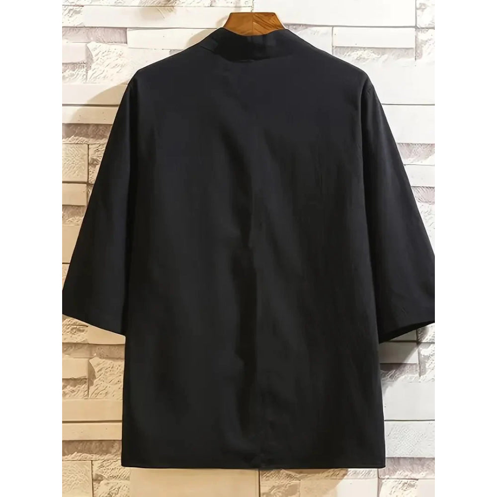 Camisa tipo kimono ligera para hombre, cárdigan con frente abierto de siete mangas, albornoz Yukata de estilo japonés, ropa samurái - VibraStore