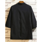 Camisa tipo kimono ligera para hombre, cárdigan con frente abierto de siete mangas, albornoz Yukata de estilo japonés, ropa samurái - VibraStore