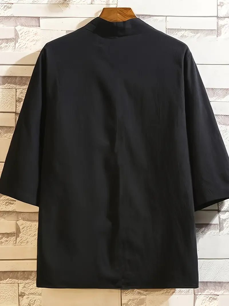 Camisa tipo kimono ligera para hombre, cárdigan con frente abierto de siete mangas, albornoz Yukata de estilo japonés, ropa samurái - VibraStore