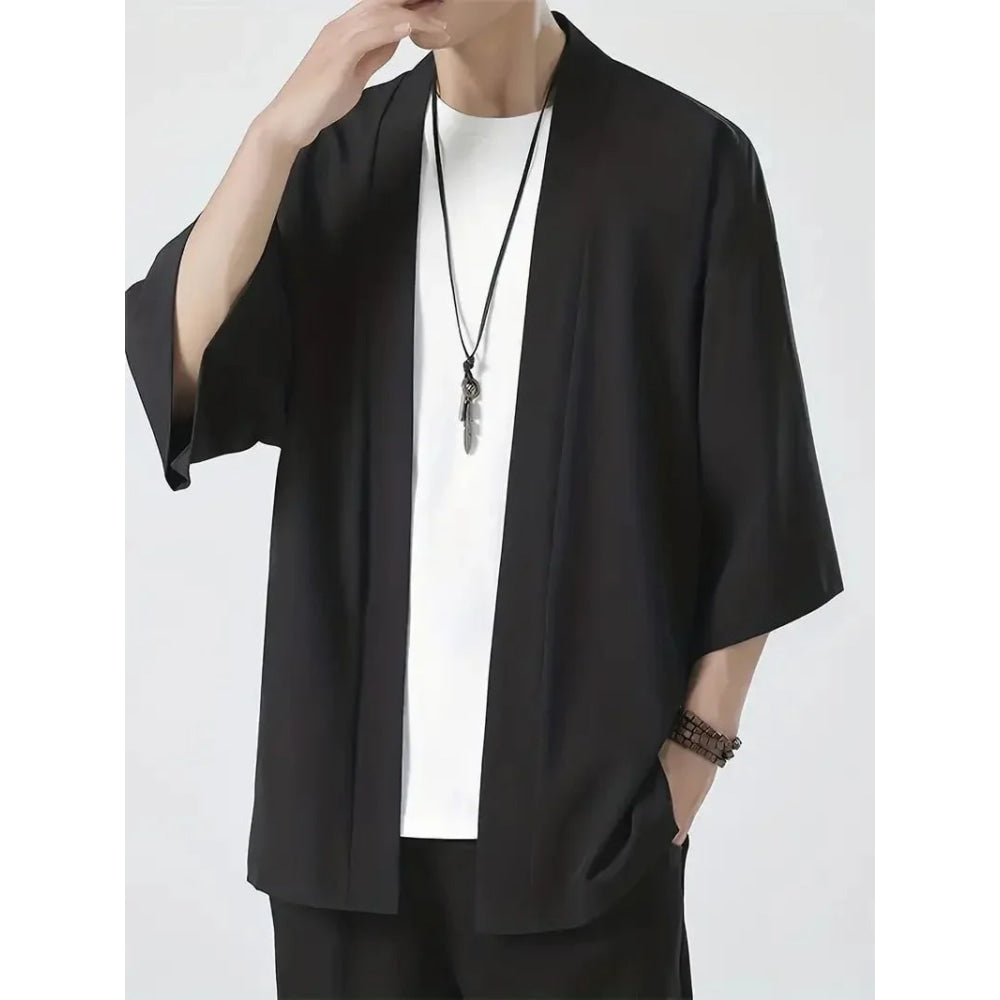 Camisa tipo kimono ligera para hombre, cárdigan con frente abierto de siete mangas, albornoz Yukata de estilo japonés, ropa samurái - VibraStore