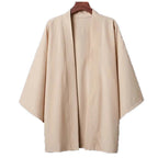 Camisa tipo kimono ligera para hombre, cárdigan con frente abierto de siete mangas, albornoz Yukata de estilo japonés, ropa samurái - VibraStore