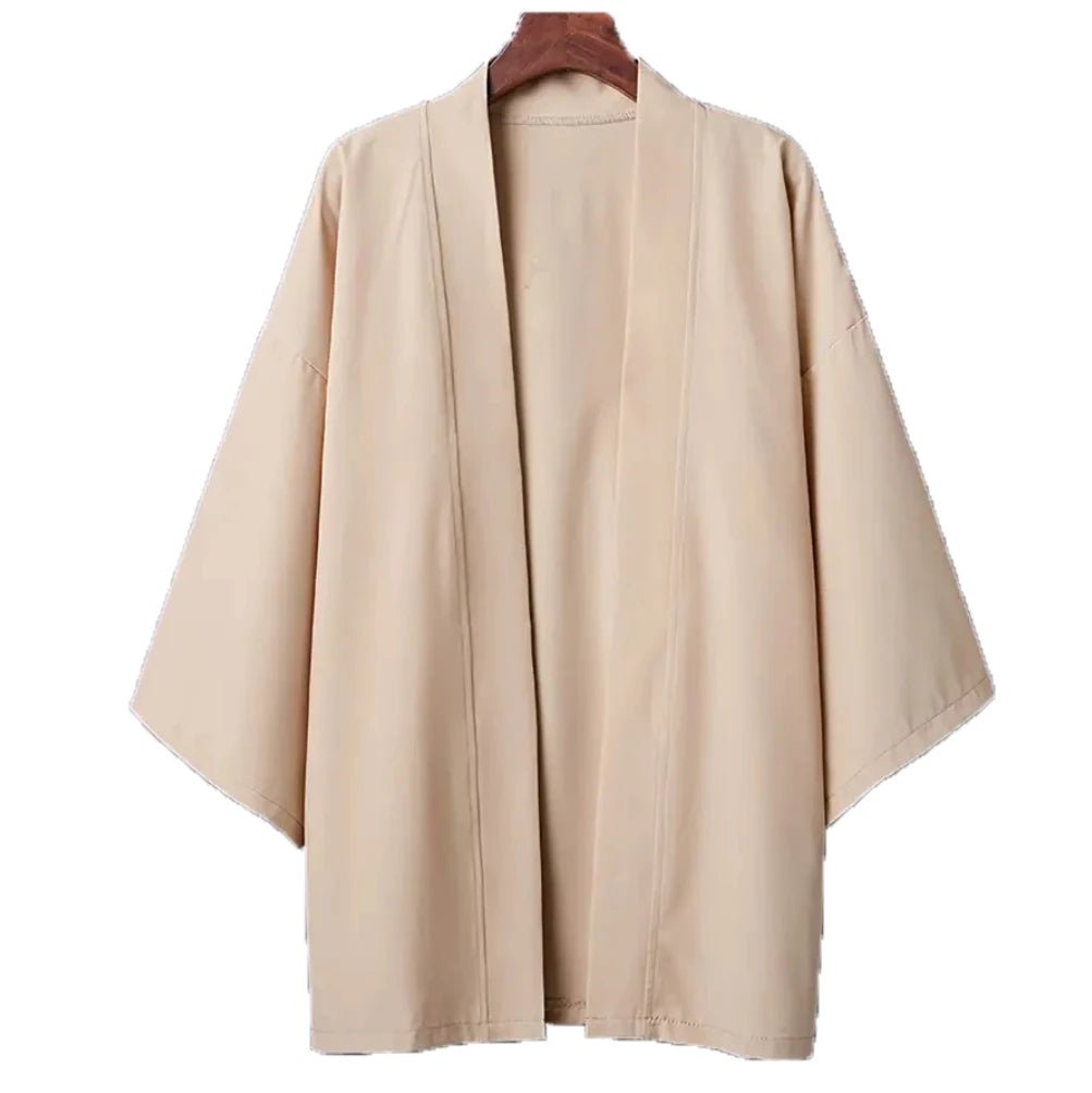 Camisa tipo kimono ligera para hombre, cárdigan con frente abierto de siete mangas, albornoz Yukata de estilo japonés, ropa samurái - VibraStore