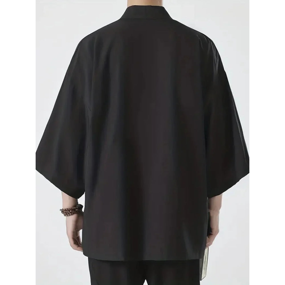 Camisa tipo kimono ligera para hombre, cárdigan con frente abierto de siete mangas, albornoz Yukata de estilo japonés, ropa samurái - VibraStore