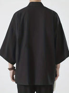 Camisa tipo kimono ligera para hombre, cárdigan con frente abierto de siete mangas, albornoz Yukata de estilo japonés, ropa samurái - VibraStore