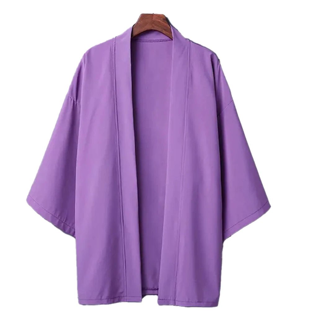 Camisa tipo kimono ligera para hombre, cárdigan con frente abierto de siete mangas, albornoz Yukata de estilo japonés, ropa samurái - VibraStore