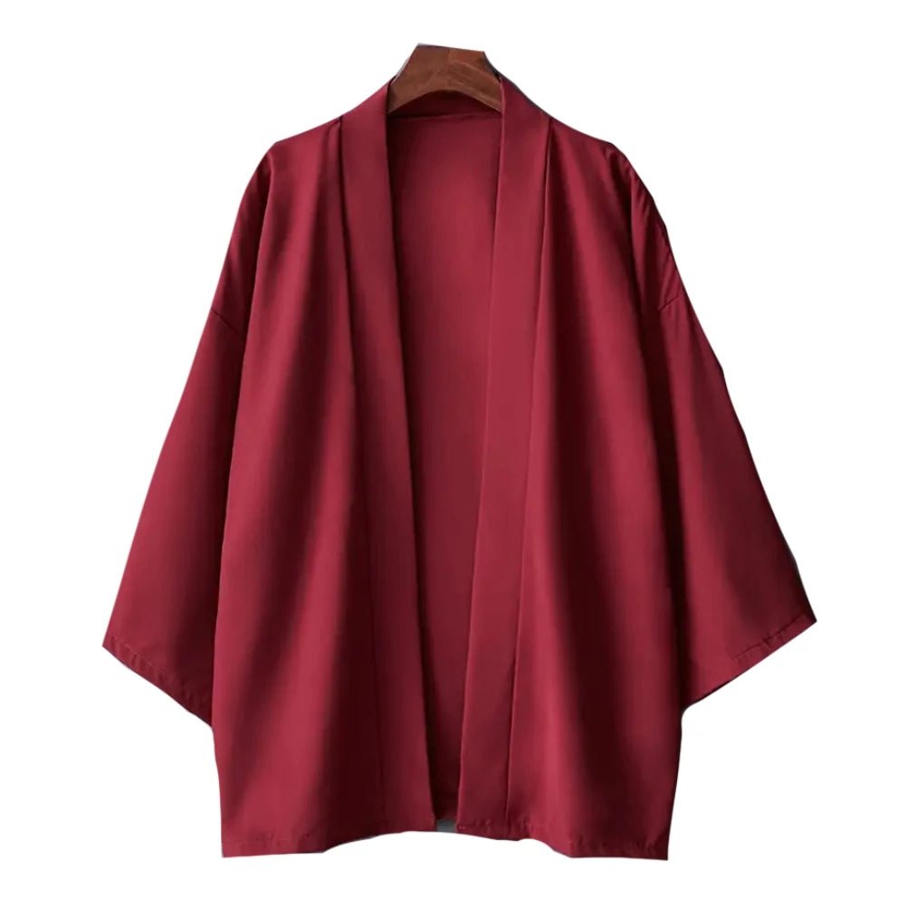 Camisa tipo kimono ligera para hombre, cárdigan con frente abierto de siete mangas, albornoz Yukata de estilo japonés, ropa samurái - VibraStore