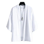 Camisa tipo kimono ligera para hombre, cárdigan con frente abierto de siete mangas, albornoz Yukata de estilo japonés, ropa samurái - VibraStore