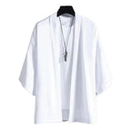 Camisa tipo kimono ligera para hombre, cárdigan con frente abierto de siete mangas, albornoz Yukata de estilo japonés, ropa samurái - VibraStore