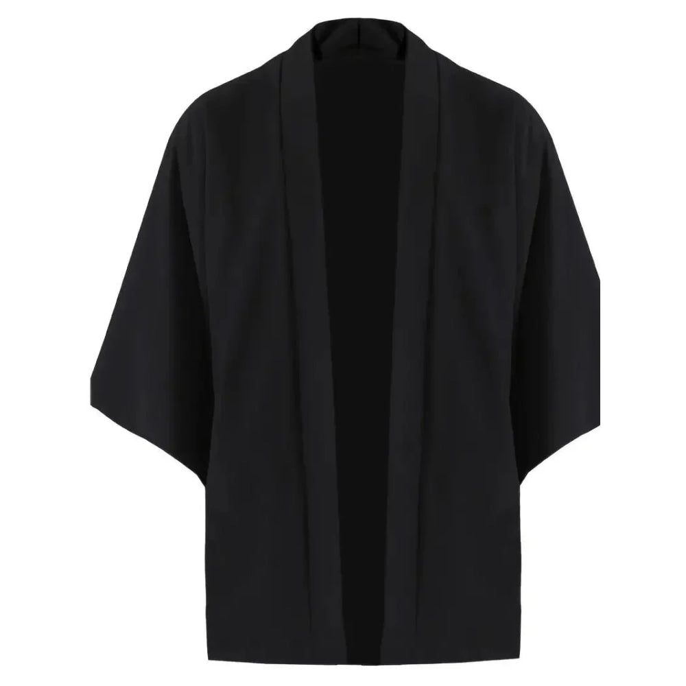 Camisa tipo kimono ligera para hombre, cárdigan con frente abierto de siete mangas, albornoz Yukata de estilo japonés, ropa samurái - VibraStore