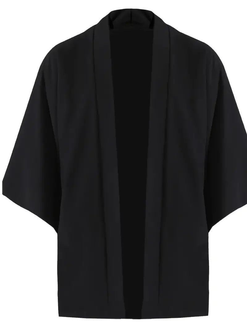 Camisa tipo kimono ligera para hombre, cárdigan con frente abierto de siete mangas, albornoz Yukata de estilo japonés, ropa samurái - VibraStore
