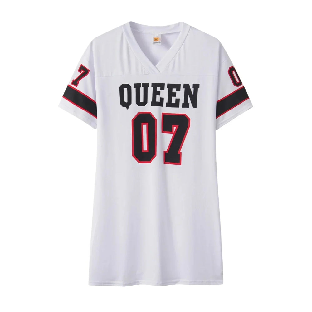 Camiseta de longitud media con estampado de LeTTer V Jersey con cuello de seda de leche agradable para la piel Pantalones cortos... - VibraStore