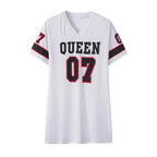 Camiseta de longitud media con estampado de LeTTer V Jersey con cuello de seda de leche agradable para la piel Pantalones cortos... - VibraStore