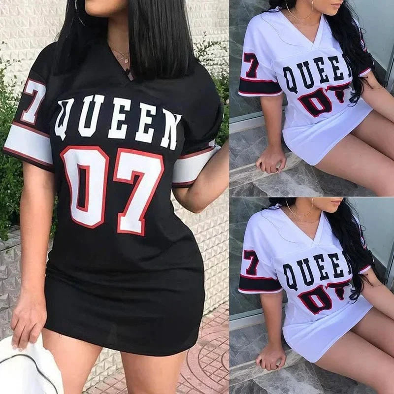 Camiseta de longitud media con estampado de LeTTer V Jersey con cuello de seda de leche agradable para la piel Pantalones cortos... - VibraStore
