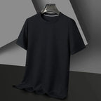 camiseta de manga corta con cuello redondo y gofres de verano para hombre, Top cómodo y transpirable de manga corta para uso informal - VibraStore