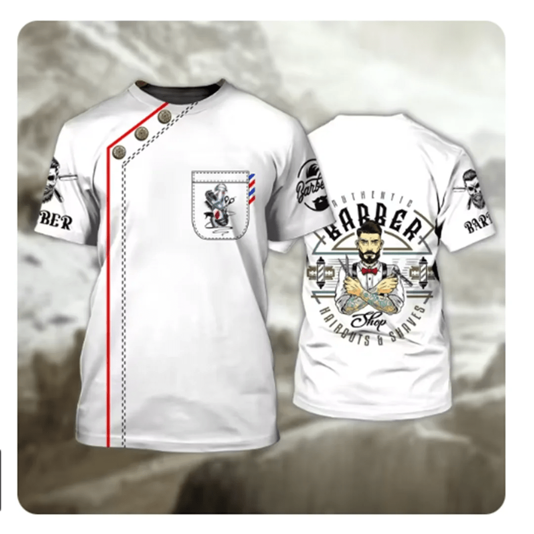 Camiseta para hombre, Tops de barbería, jersey de manga corta con estampado 3D, moda urbana de verano para hombre, ropa Vintage, camisetas Harajuku y2k - VibraStore