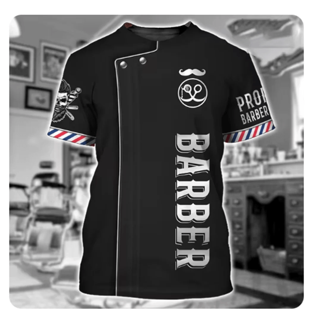 Camiseta para hombre, Tops de barbería, jersey de manga corta con estampado 3D, moda urbana de verano para hombre, ropa Vintage, camisetas Harajuku y2k - VibraStore