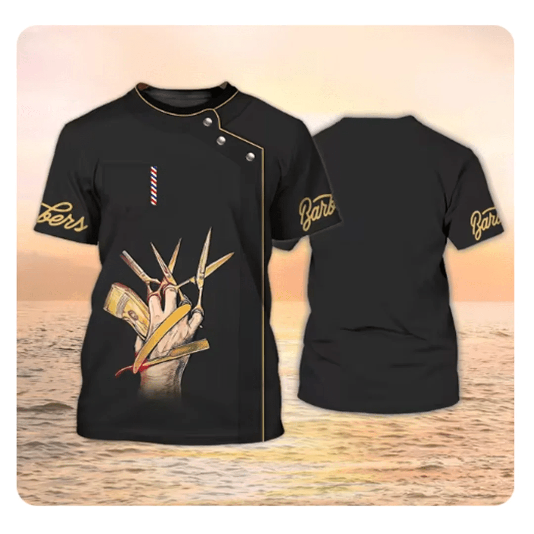 Camiseta para hombre, Tops de barbería, jersey de manga corta con estampado 3D, moda urbana de verano para hombre, ropa Vintage, camisetas Harajuku y2k - VibraStore