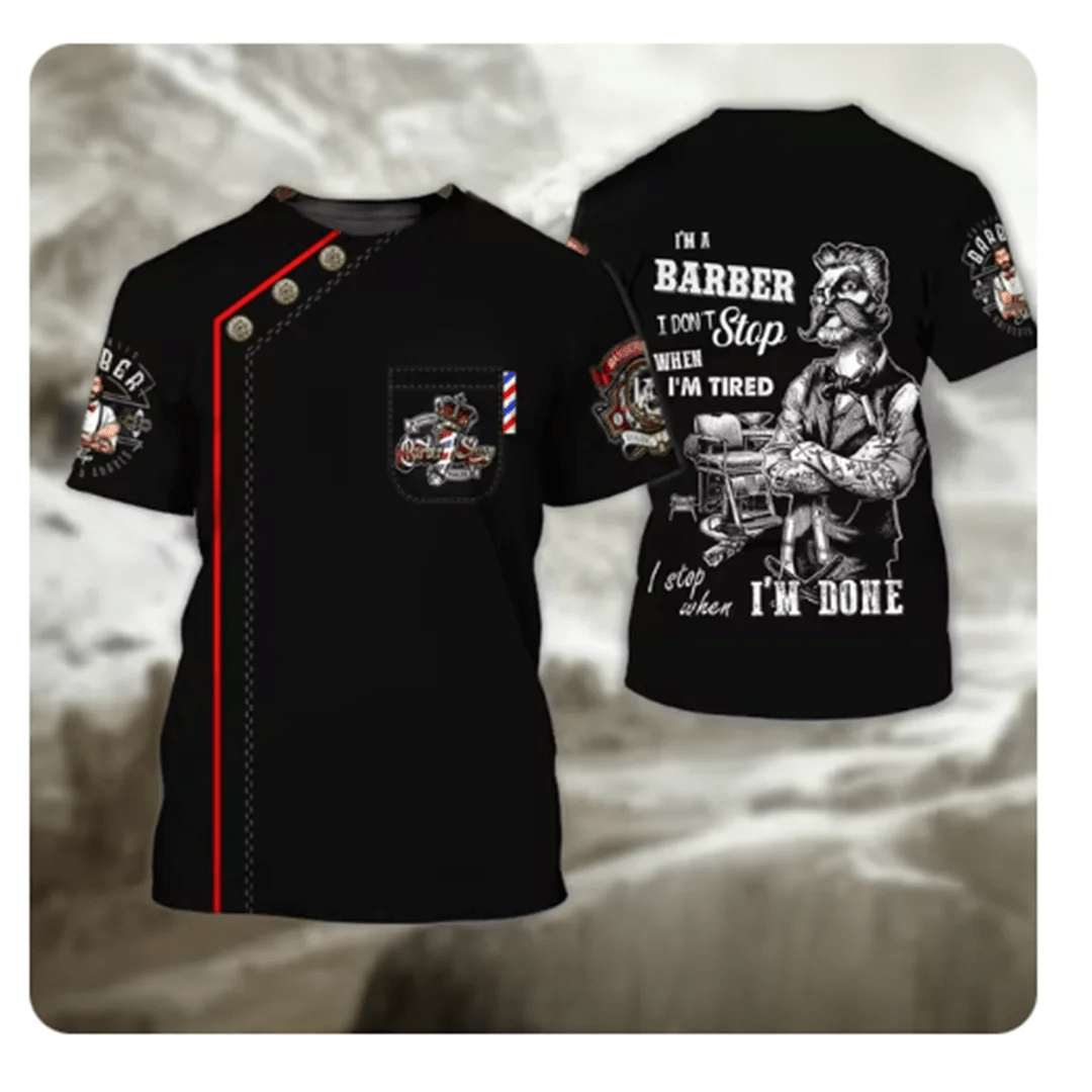 Camiseta para hombre, Tops de barbería, jersey de manga corta con estampado 3D, moda urbana de verano para hombre, ropa Vintage, camisetas Harajuku y2k - VibraStore