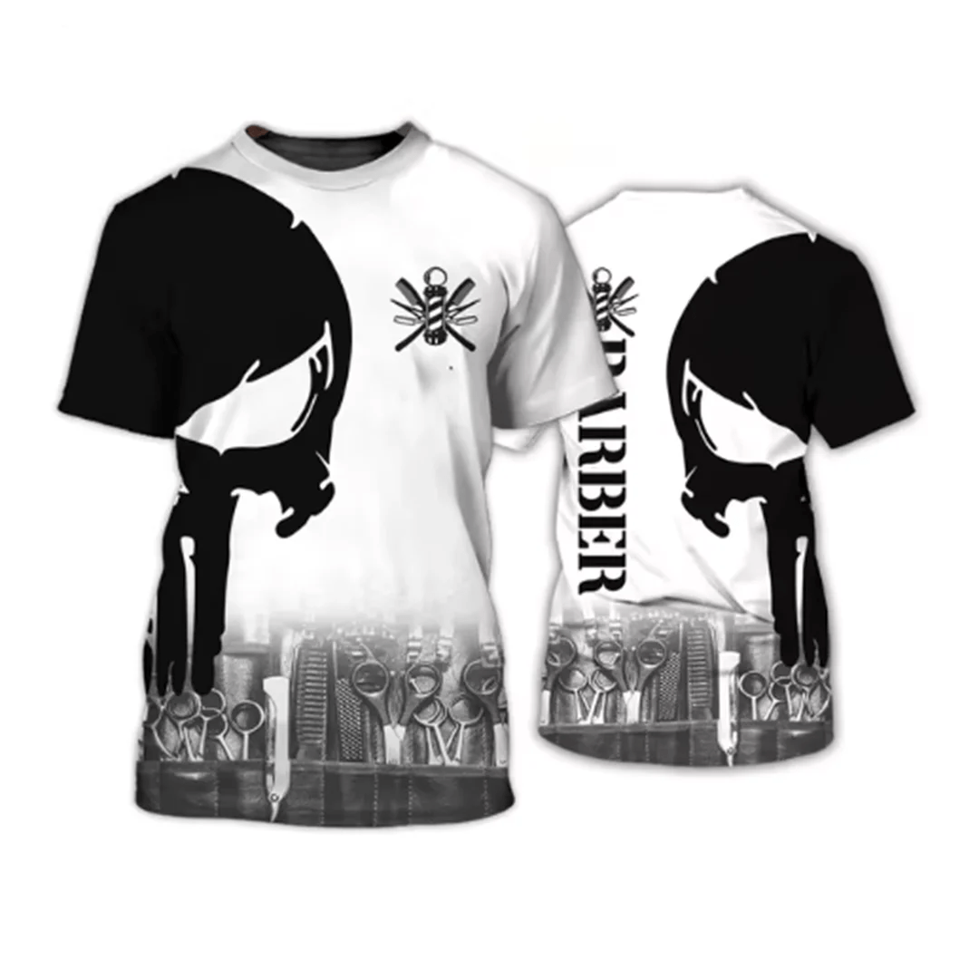 Camiseta para hombre, Tops de barbería, jersey de manga corta con estampado 3D, moda urbana de verano para hombre, ropa Vintage, camisetas Harajuku y2k - VibraStore