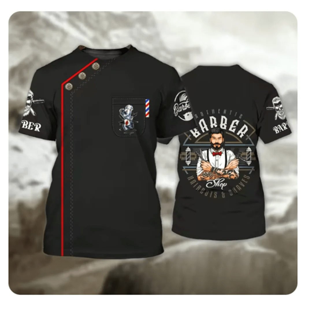 Camiseta para hombre, Tops de barbería, jersey de manga corta con estampado 3D, moda urbana de verano para hombre, ropa Vintage, camisetas Harajuku y2k - VibraStore