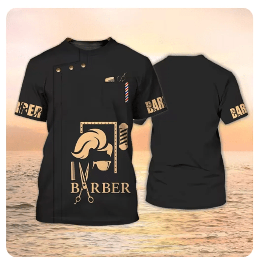 Camiseta para hombre, Tops de barbería, jersey de manga corta con estampado 3D, moda urbana de verano para hombre, ropa Vintage, camisetas Harajuku y2k - VibraStore