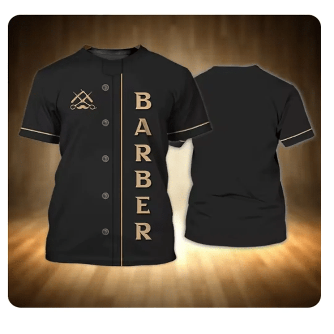 Camiseta para hombre, Tops de barbería, jersey de manga corta con estampado 3D, moda urbana de verano para hombre, ropa Vintage, camisetas Harajuku y2k - VibraStore