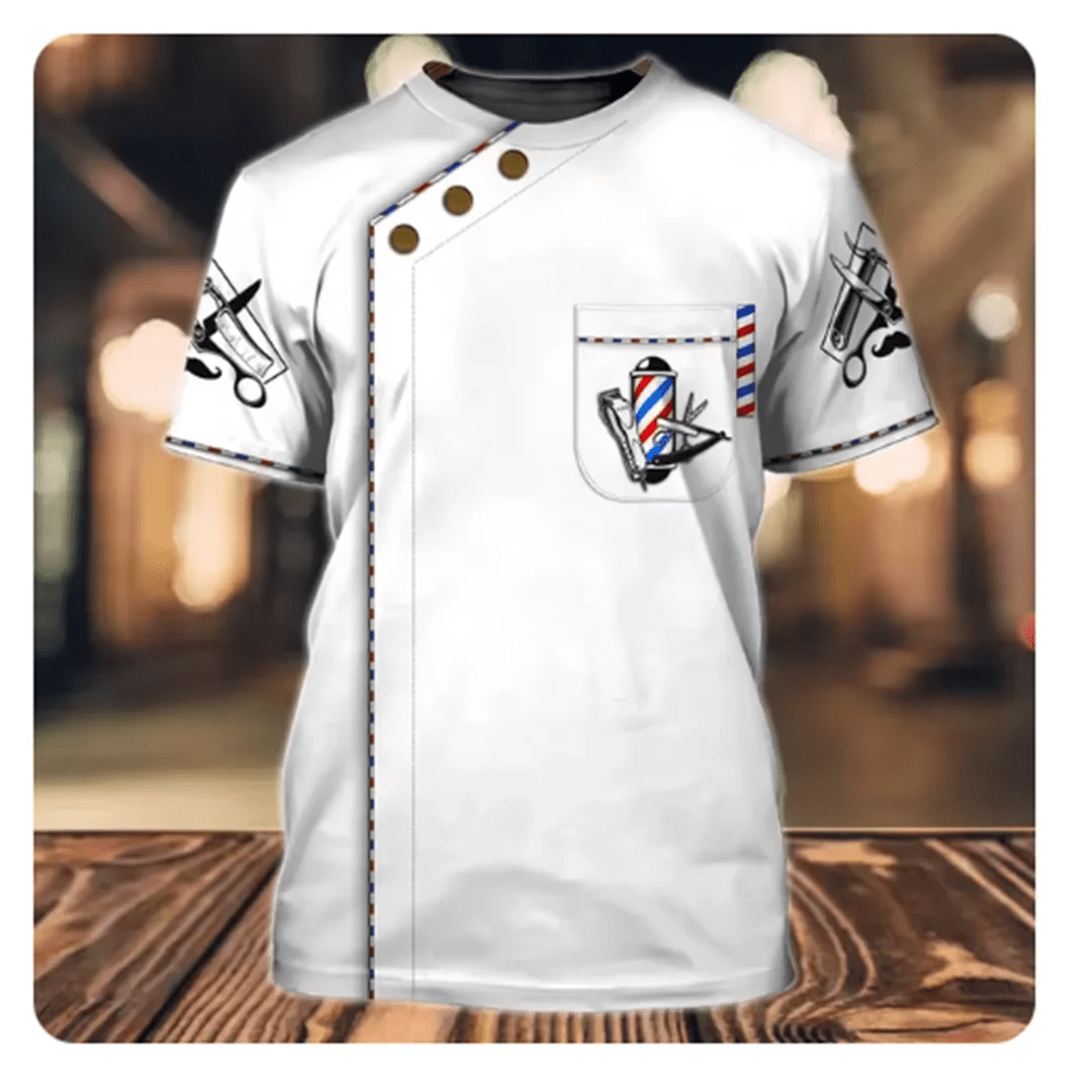 Camiseta para hombre, Tops de barbería, jersey de manga corta con estampado 3D, moda urbana de verano para hombre, ropa Vintage, camisetas Harajuku y2k - VibraStore