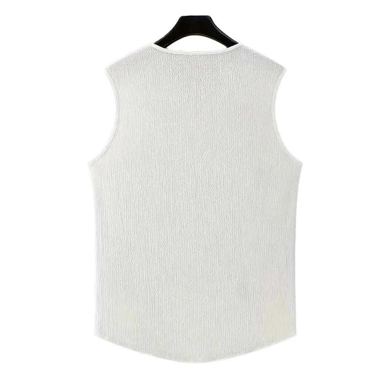 camisetas sin mangas de estilo americano para hombre, camisetas sin mangas populares a la moda con cuello en V - VibraStore