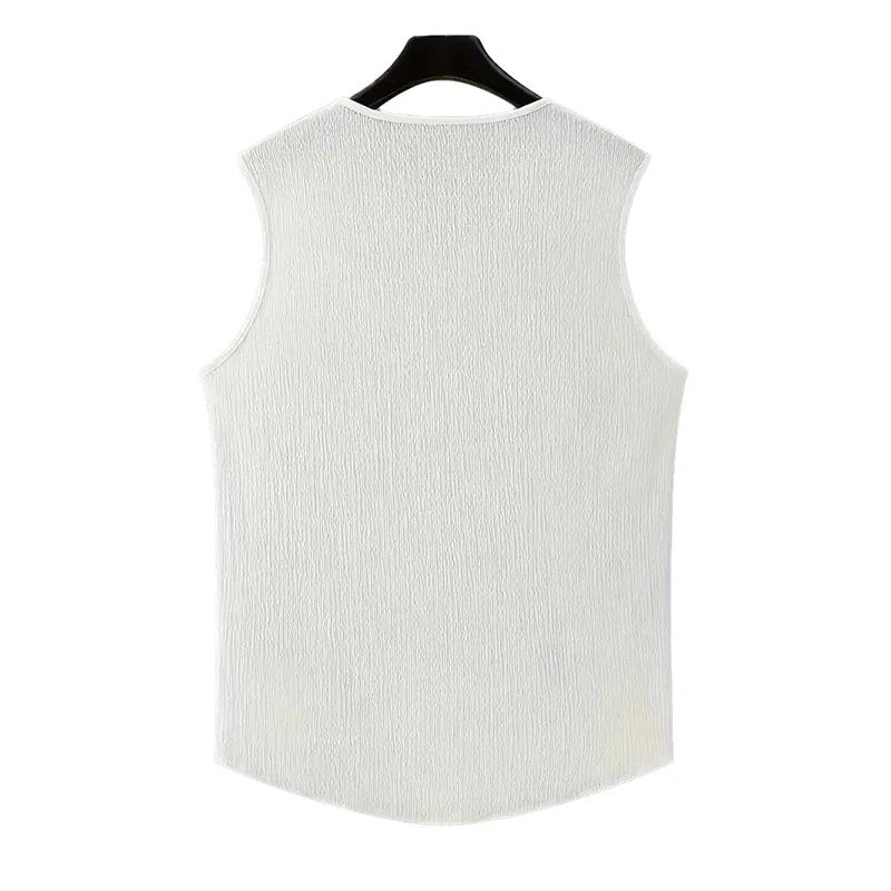 camisetas sin mangas de estilo americano para hombre, camisetas sin mangas populares a la moda con cuello en V - VibraStore