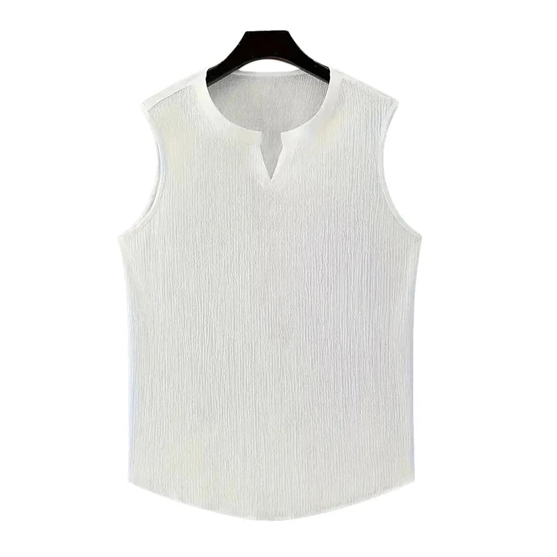 camisetas sin mangas de estilo americano para hombre, camisetas sin mangas populares a la moda con cuello en V - VibraStore